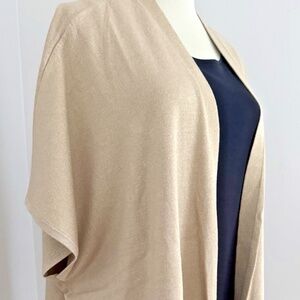 JM Collection Open Front Topper Cardigan Sz M Gold Sparkle Lurex NWT $59